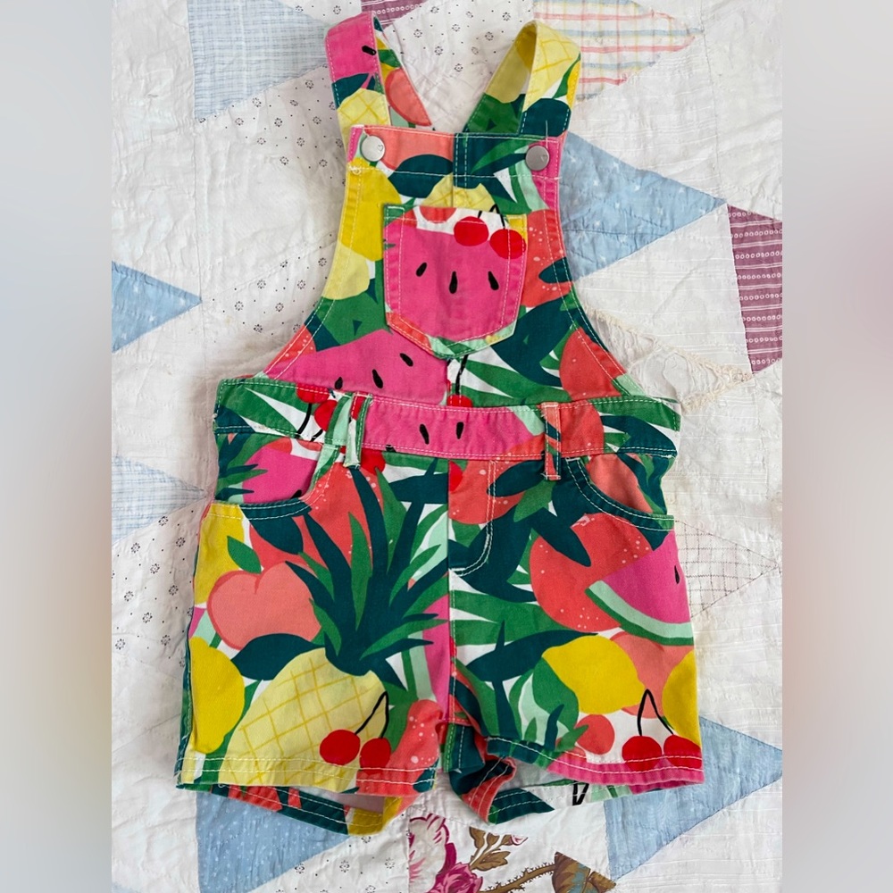Toddler fruit overall shorts